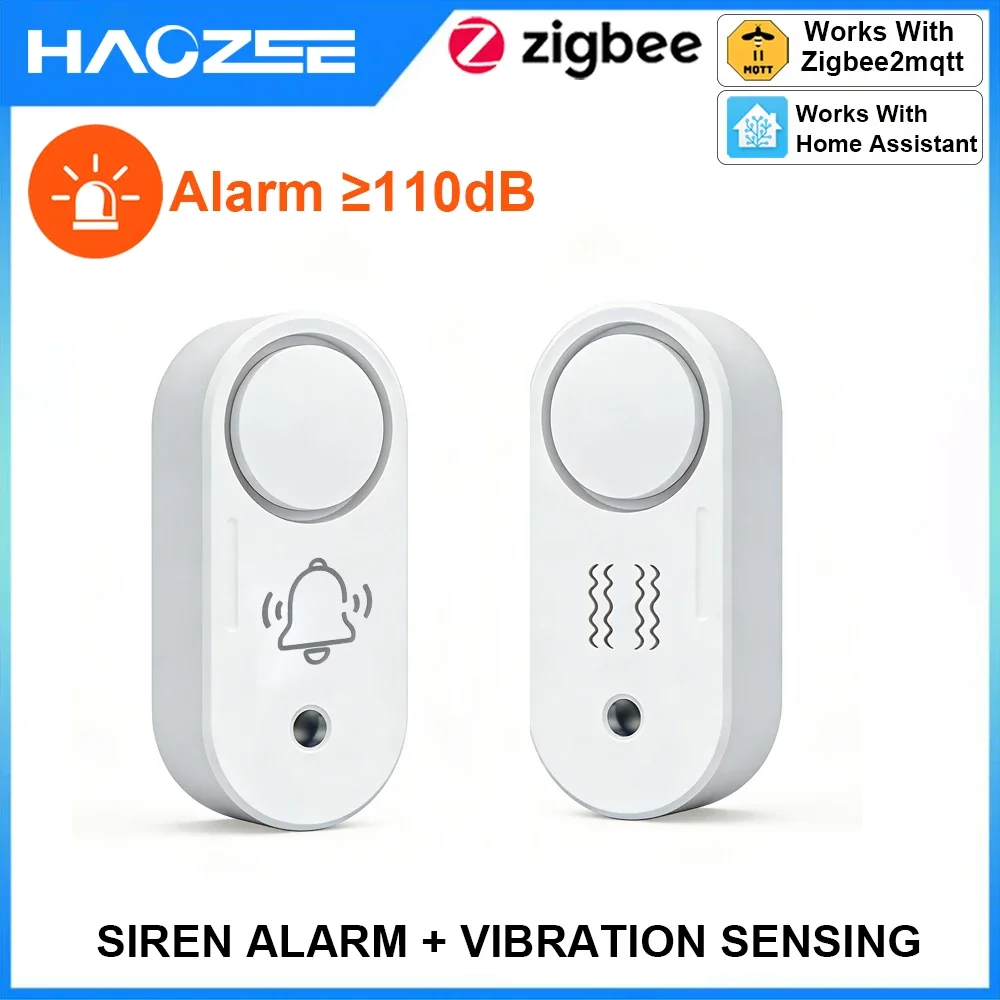 Home Security Options - Haozee Zigbee 110dB Siren Alarm Vibration