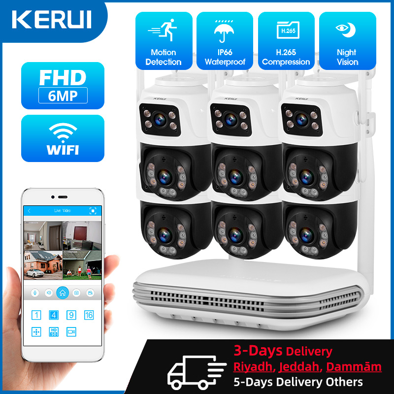 Home Security Camera System - KERUI Waterproof 6MP HD Wireless Dual