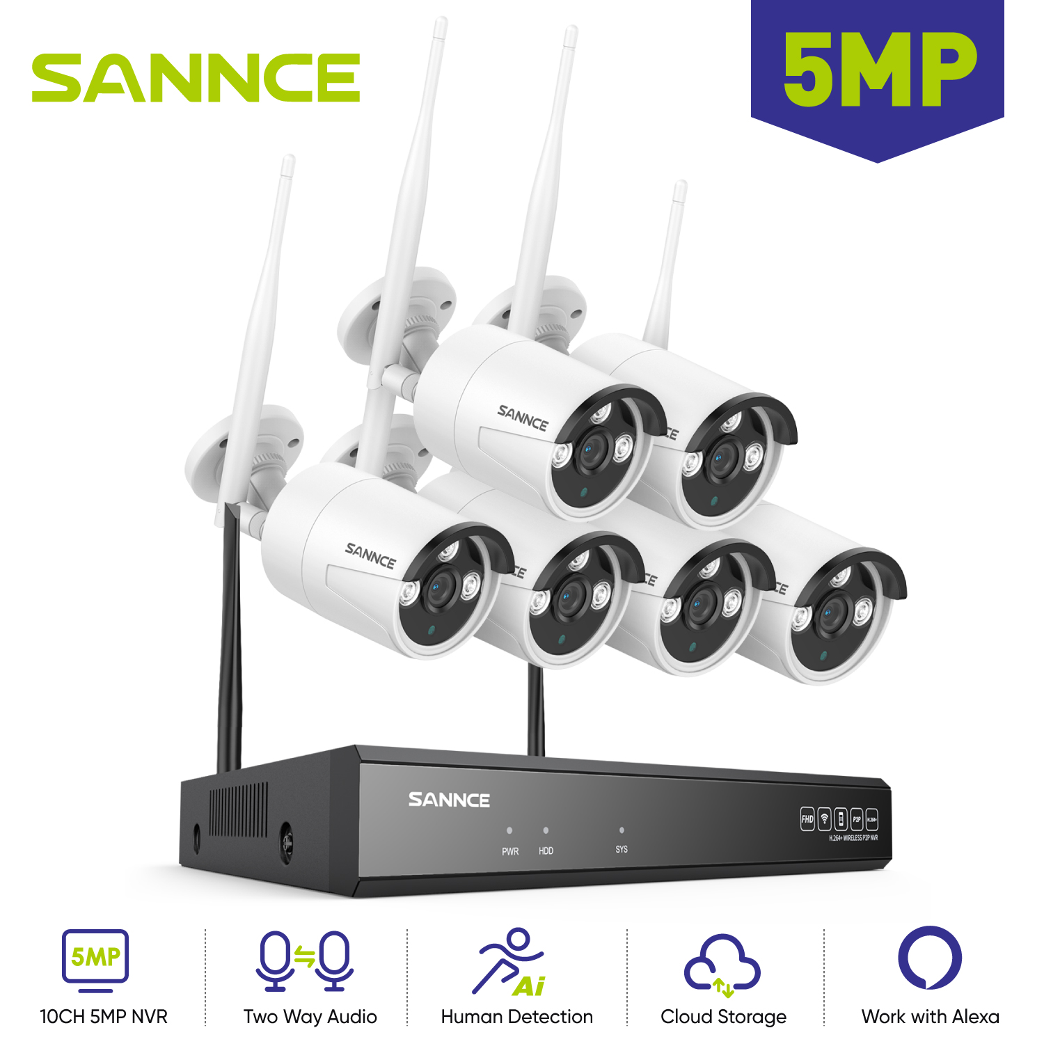 SANNCE 6PCS 5MP Wifi Camera IP - Home Security Camera System 评论和价格