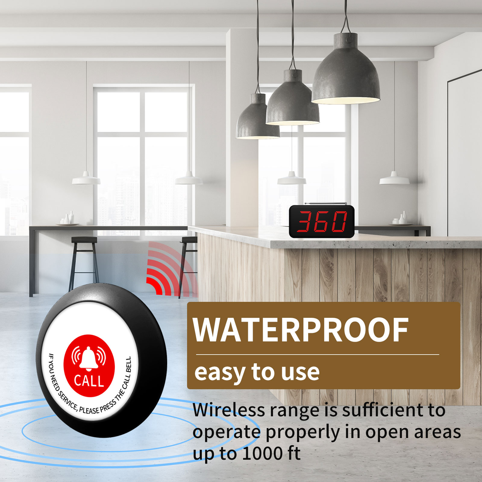 Wireless 3-Digits Cafe Buzzer  - Home Security Companies 评论和价格