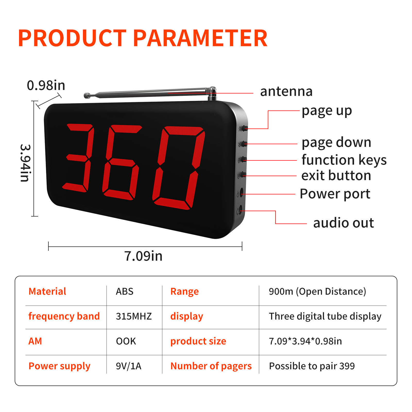 Wireless 3-Digits Cafe Buzzer  - Home Security Companies 评论和价格