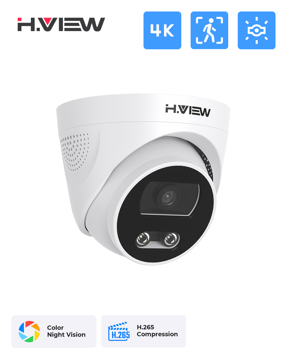 H.View 8Mp Poe Ip Camera Ai Fa - Home Security Kamera 评论和价格