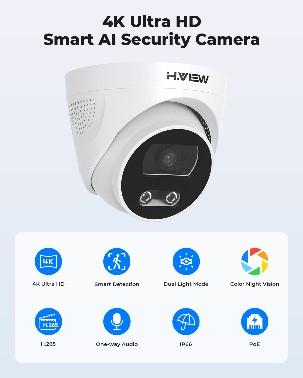 H.View 8Mp Poe Ip Camera Ai Fa - Home Security Kamera 评论和价格