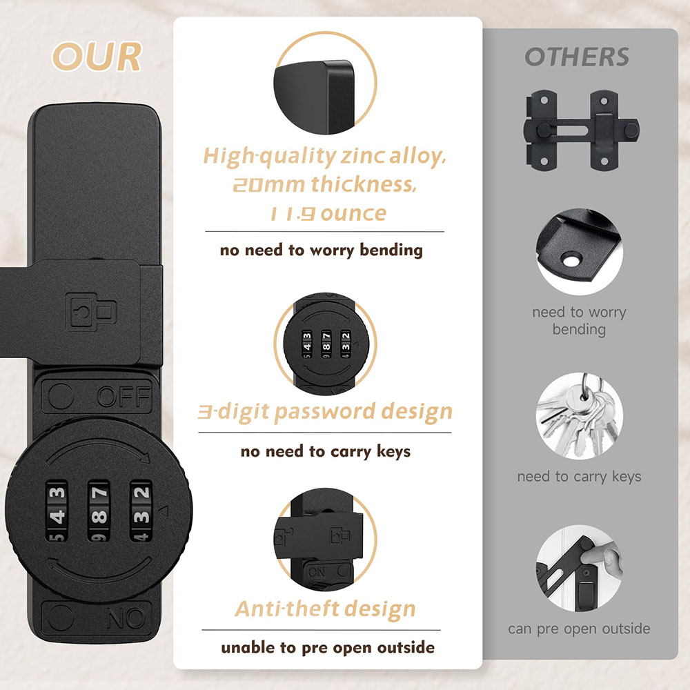 Security Barn Door Lock 3-Digi - Home Security Doors 评论和价格