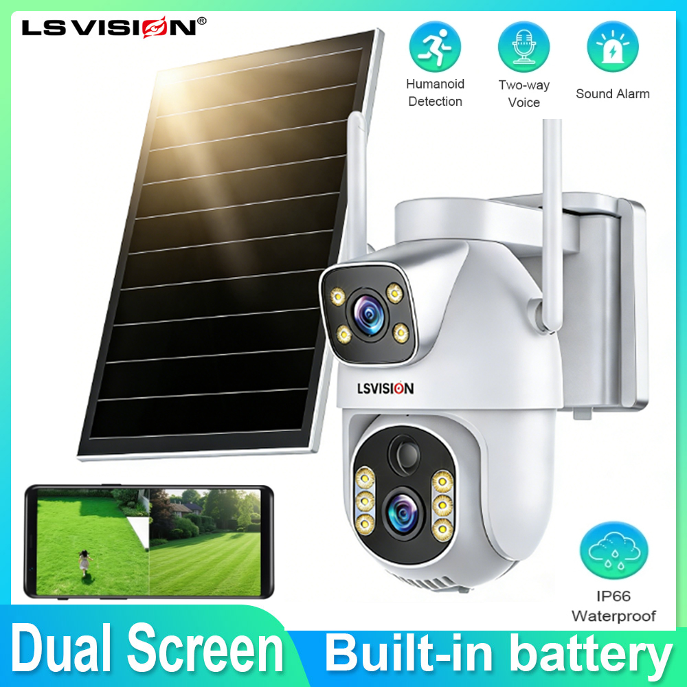 LS VISION Dual-Lens Solar Secu - Home Security Cameras Uk 评论和价格