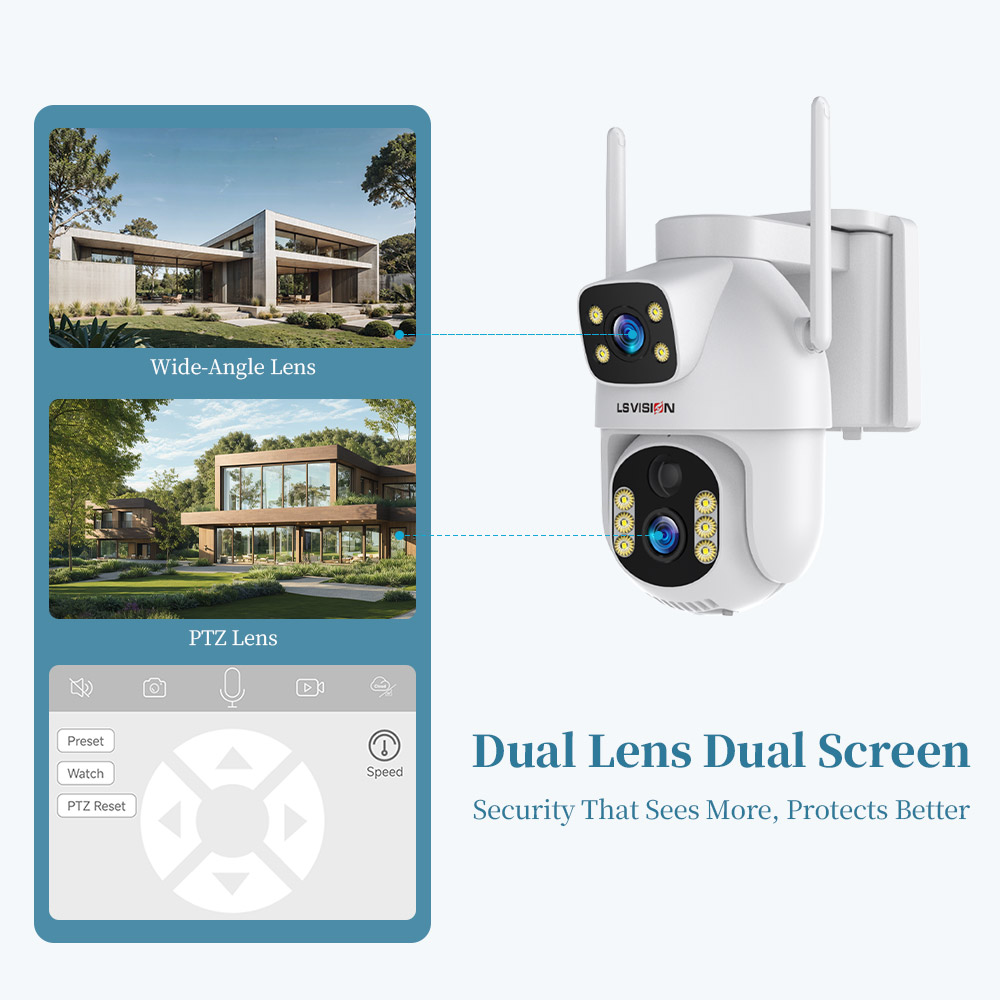 LS VISION Dual-Lens Solar Secu - Home Security Cameras Uk 评论和价格