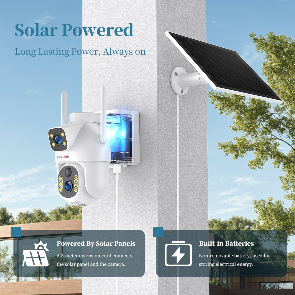 LS VISION Dual-Lens Solar Secu - Home Security Cameras Uk 评论和价格